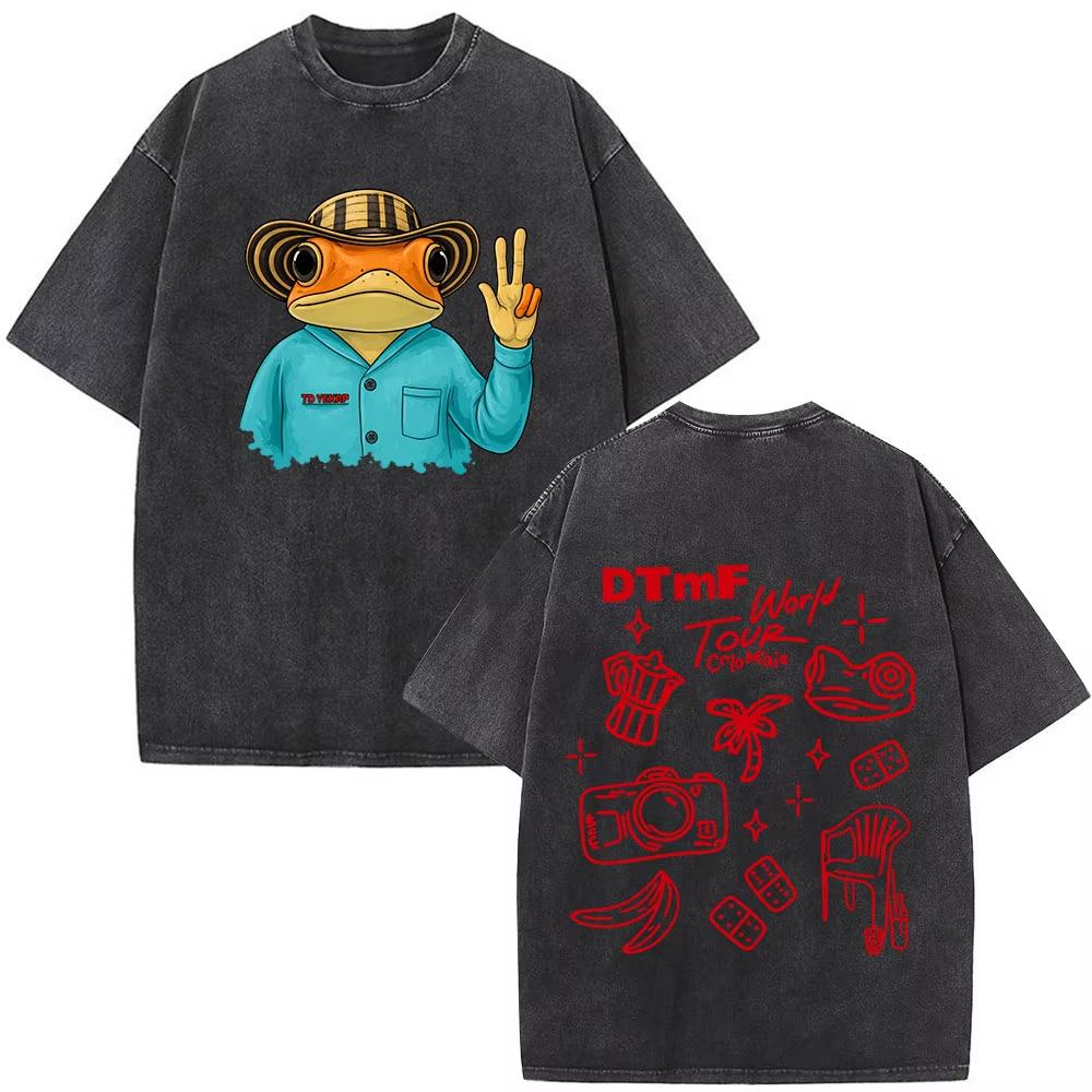 Hot Sale Washed Vintage Rapper Bad Bunny T-shirt Debi Tirar Mas Fotos DTMF Tour 2026 T Shirts Men Women Vintage Top Streetwear
