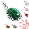 Подвеска из стерлингового серебра 925 пробы Женская Драгоценный камень Ручная работа Ювелирные изделия Свадебный подарок Малахит Лунный камень Розовый кварц Красный камень Дымчатый топаз Тигровый глаз Винтаж