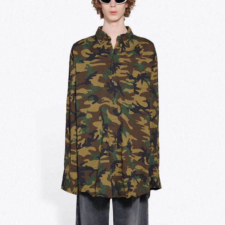 Balenciaga Camouflage Fitted Shirt 'Green' Men's 659027TKL142840