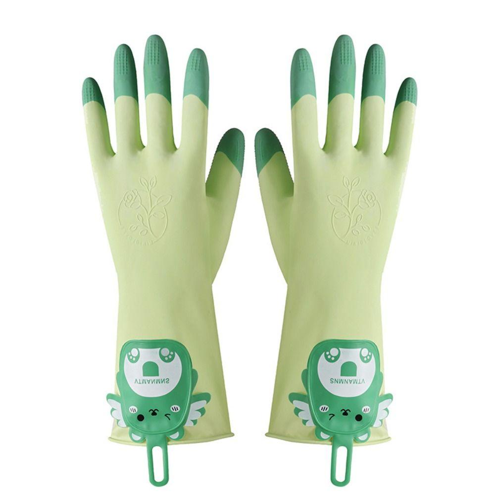 1 Pair Non-Slip Laundry Cleaning Gloves Cartoon Kitchen Cleaning Gloves Household