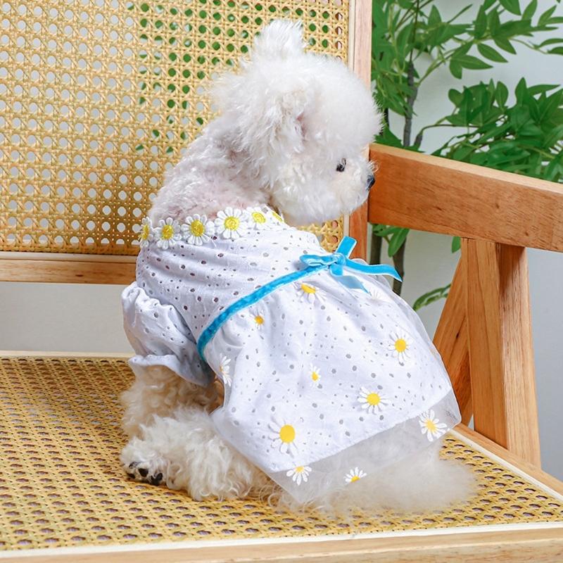 Костюмы для кошек Только для кошек Костюм питомца Одежда для собак Платье с ромашками для собак-девочек