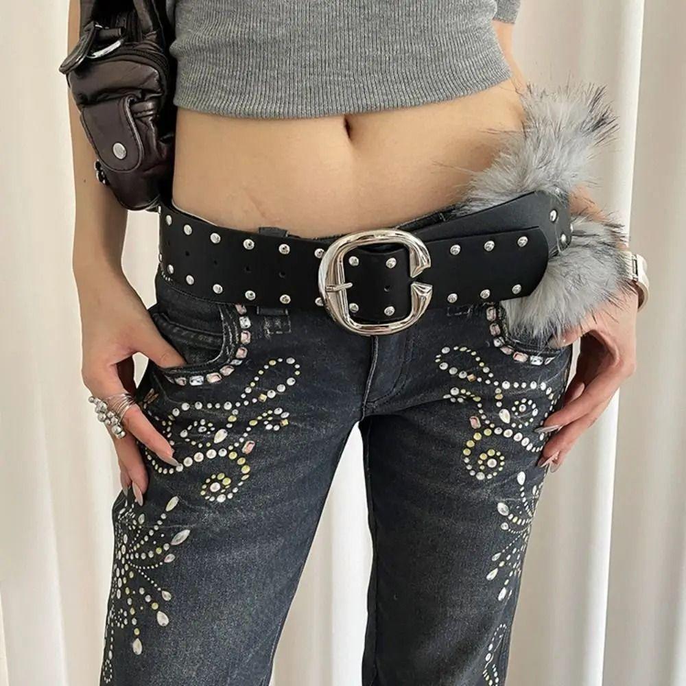 Rivet Women's Wide Belt Leather Y2K Waist Belt Fashion Punk Style Belt  Skirt