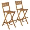 VidaXL Folding Outdoor Bar Stools Set of 2 Solid Teak Wood 43806