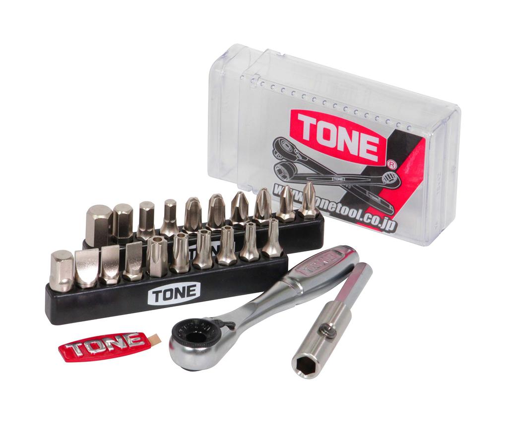 Tone Bit Ratchet Set Bit Insert Set BRS20C, & 6.35mm (1/4"), Clear, 23-Piece