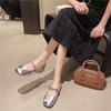 Evening Word New Small Leather Shoes Flat Silver Summer Skirt with French Mary Jane Single Shoes Women 2025