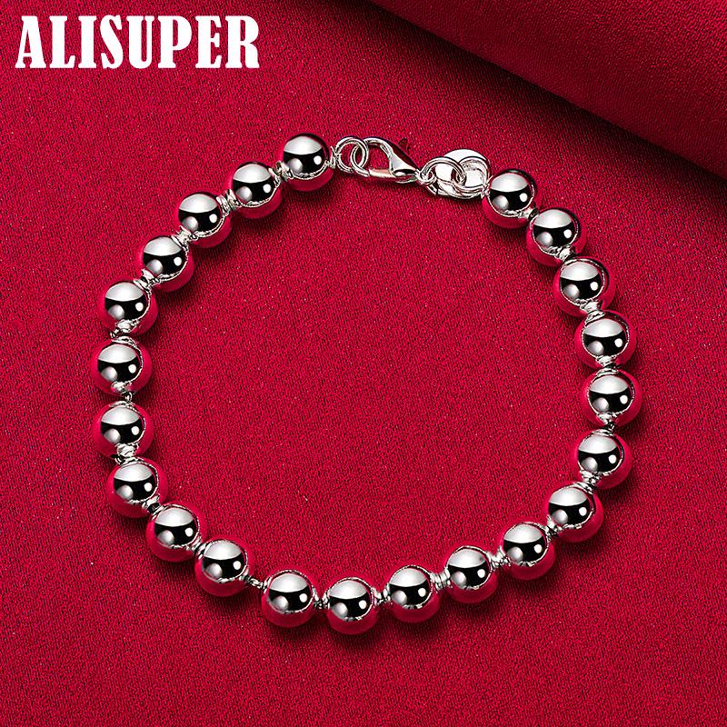 925 Sterling Silver 6mm Ball Bead Chain Bracelet Jewelry
