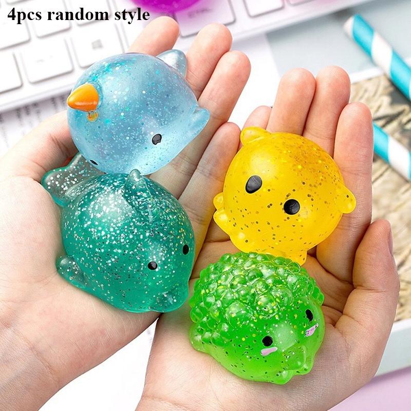 Многоцветные Гигантские Блестящие Моти Сквиши Игрушки Мячики для Снятия Стресса Милые Морские Животные Сенсорные Сжимаемые Фиджет Игрушки Для Взрослых Детей