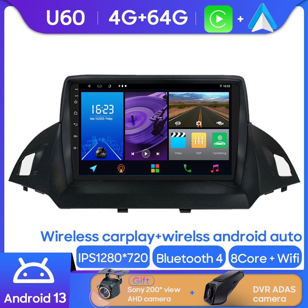 Android Мультимедиа Для Ford Kuga 2 Escape 3 2012 - 2019 Автомагнитола CPU Радио QLED Плеер Навигация Carplay Auto HDR 5G Приборная панель BT