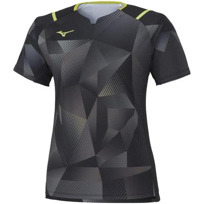Mizuno Всеяпонская настольный теннис Реплика Короткая JTTA Размер S Футболка, Рукав, Влагоотводящая, Быстросохнущая, Сертифицированная, Женская, Черная, (82JAA200)