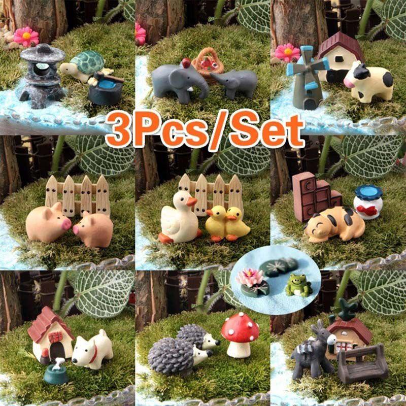 Whimsical Cow Pig Dog Resin Miniatures For Magical Garden And Terrarium Designs