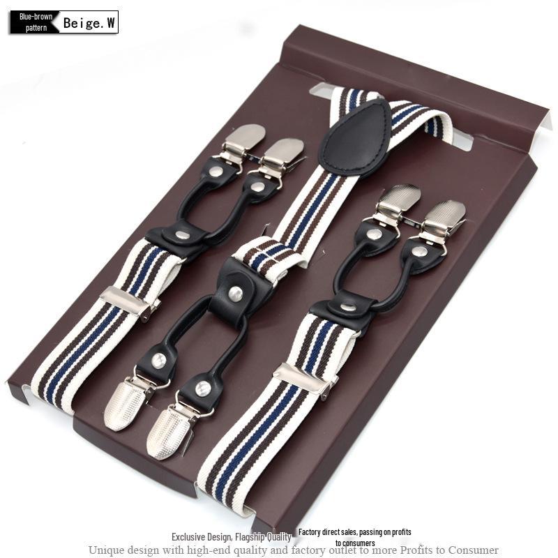 Unisex 2.5cm Six-Clip Elastic Business Suspenders