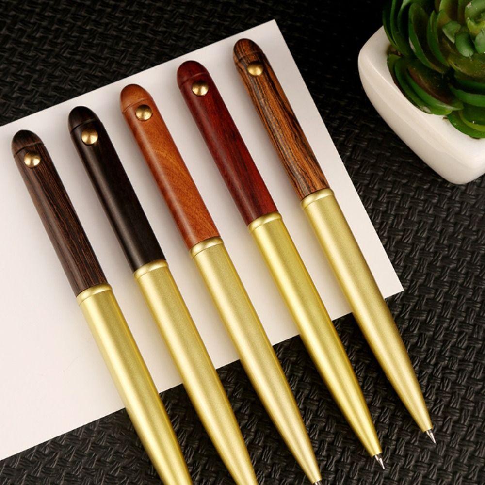 Retractable Wooden Ballpoint Pen Smooth Writing Calligraphy Ballpoint Pen Roller Ball Pens School