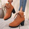 New Women's Boots, Round Toe Shoes, Thick Heels, Side Zipper Short Boots, Women's Shoes