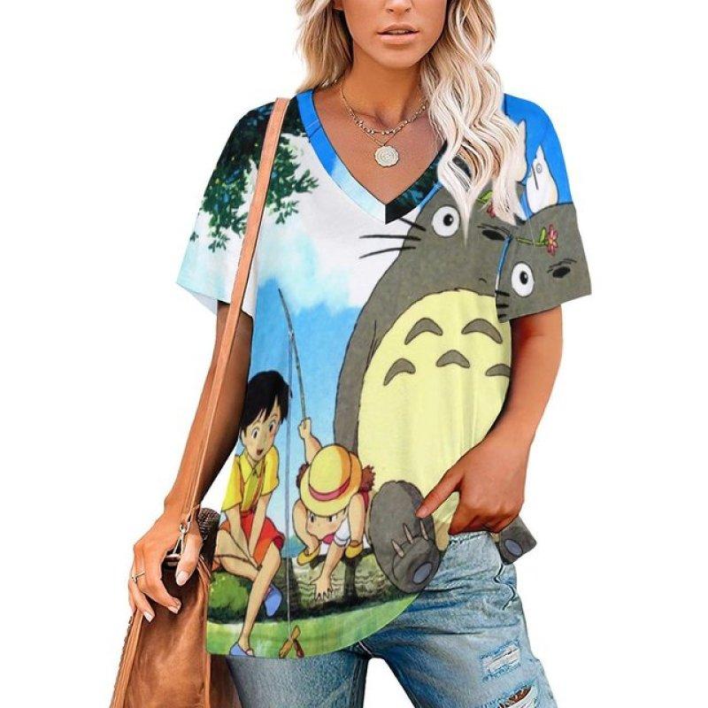 Fashion Women's Top Flowers Print T-shirt Short Sleeve Casual V-neck Tee 5xl Summer Female Holiday Oversized Women Pullover