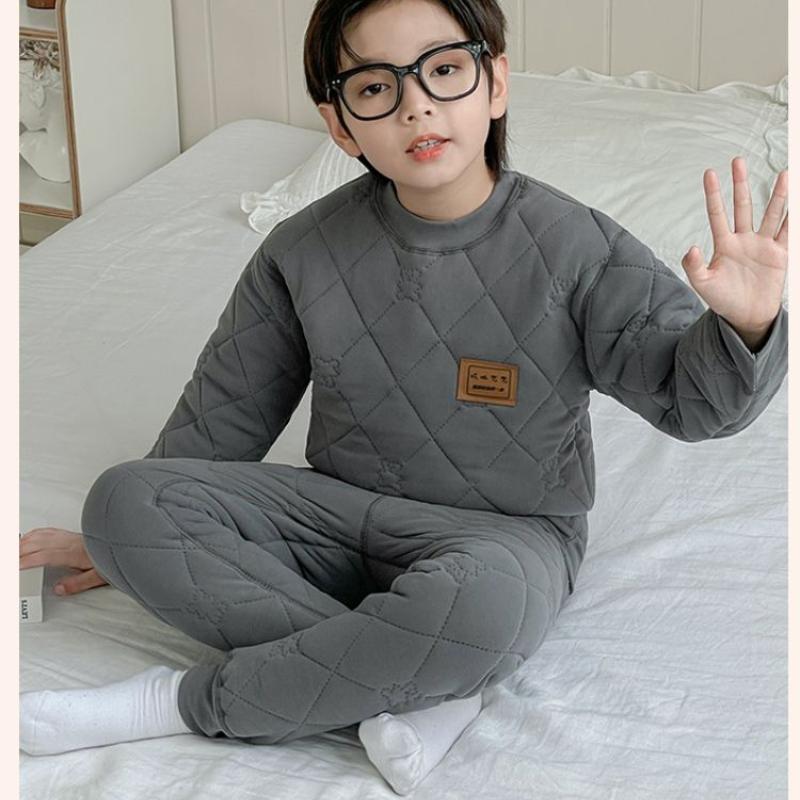 Детский теплый бархатный костюм для мальчиков и девочек, плотное нижнее белье, зимняя одежда