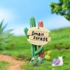 Succulent Cactus Road Sign Resin Craft Mini Landscape Doll House Decor 2 Pieces