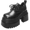 10CM New 2025 Spring Women's Leather Sneakers High Platform Lace-up Casual Shoes Thick Sole Heels Walking Shoes Zapatos Mujer