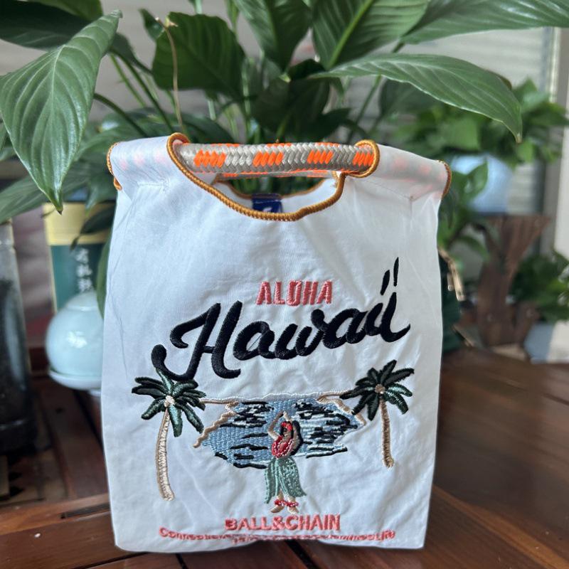 «Экологичная японская нейлоновая холщовая сумка для покупок с вышитыми цветами»