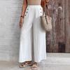 Женские модные однотонные повседневные эластичные брюки с высокой талией, свободные, широкие брюки