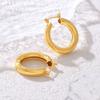 Корейский стиль Ниша Геометрические простые полые серьги-кольца Легкие роскошные холодные ветры Медный материал позолоченные простые серьги