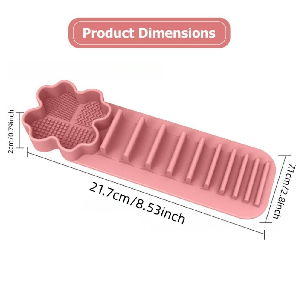 Versatile Silicone Makeup Brush Holder for Wall Mounting, Reusable Suction Cup Organizer for Brushes, 3-In-1 Rack for Washing