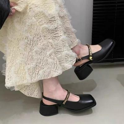 Мода 2024 года, новые осенние женские туфли на толстой подошве с пряжкой в британском стиле, модные и элегантные однотонные босоножки на высоком каблуке