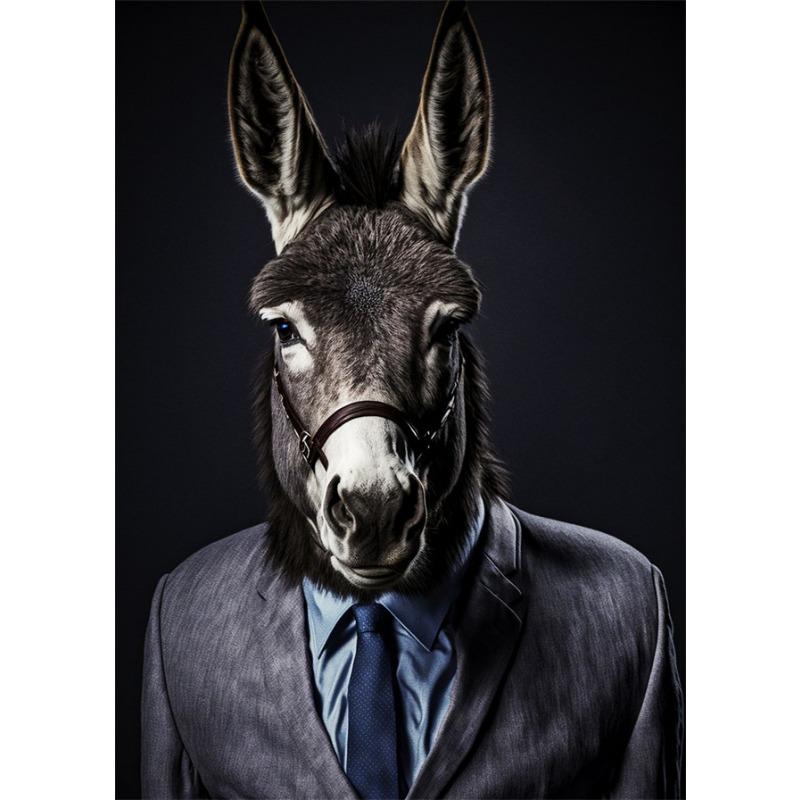 Бизнесмен Животные Костюм Стиль Арт Холст Живопись Модный Стиль Животные Фреска Настенное Искусство Постеры Картинки для Декора Гостиной