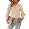 Women's Blouse Spring and Autumn V-neck Solid Colour Shirt Comfortable Breathable Casual Long-sleeved Tops