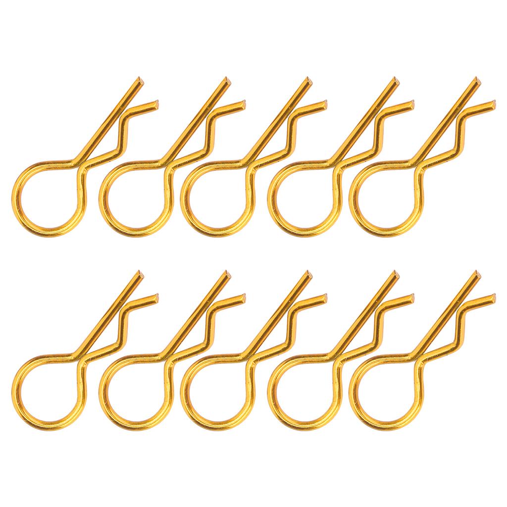 10Pcs RC Car Shell Clip RShape Metal Body Clips Pins for 1 5 1 6 1 8 1 10 RC Car(Gold )