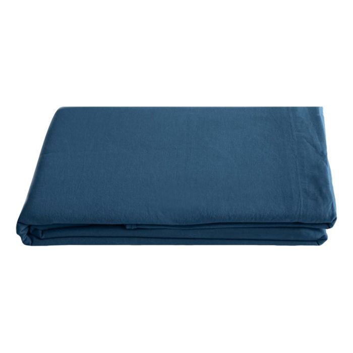 Drap plat Palace pur coton teint lavé, 63 fils/cm² Vent du sud - 270x290 - Palace Marine