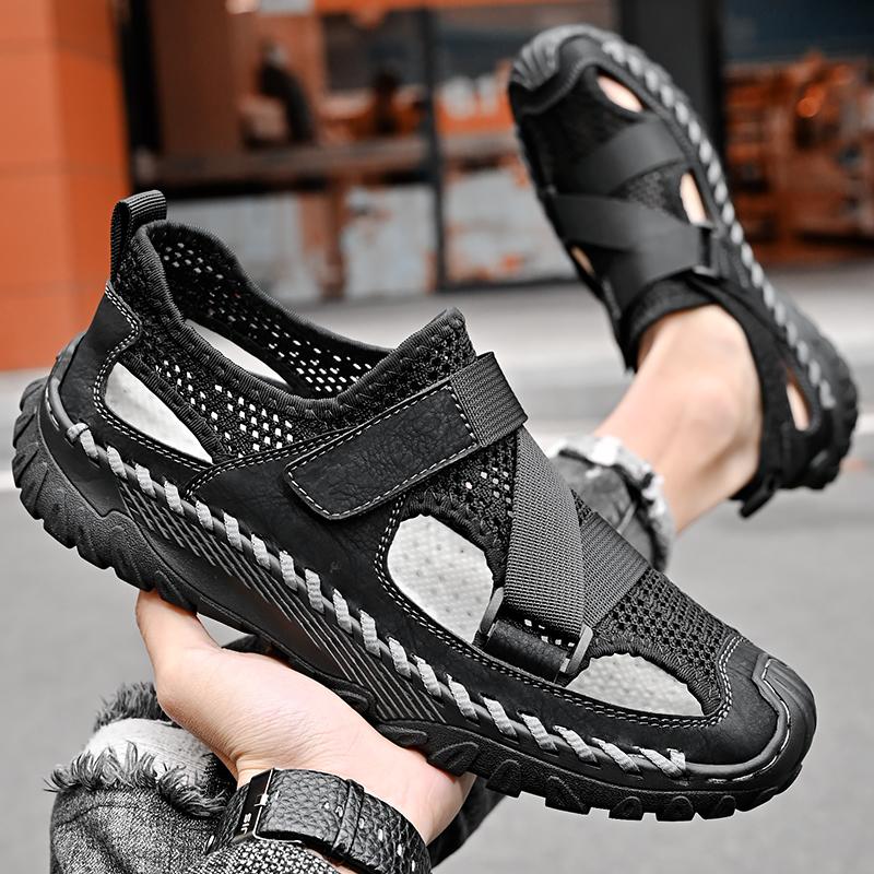 Good Quality Shoes For Men Outdoor Sandals Men Mesh Casual Handmade Leather Shoes Men Sandals Trend Walking Sneaker Shoes Summer