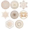 Wall Art Home Decor Slice Wood Base Flower of Life Shape Wooden Wall Sign Flower Of Life Energy Mat