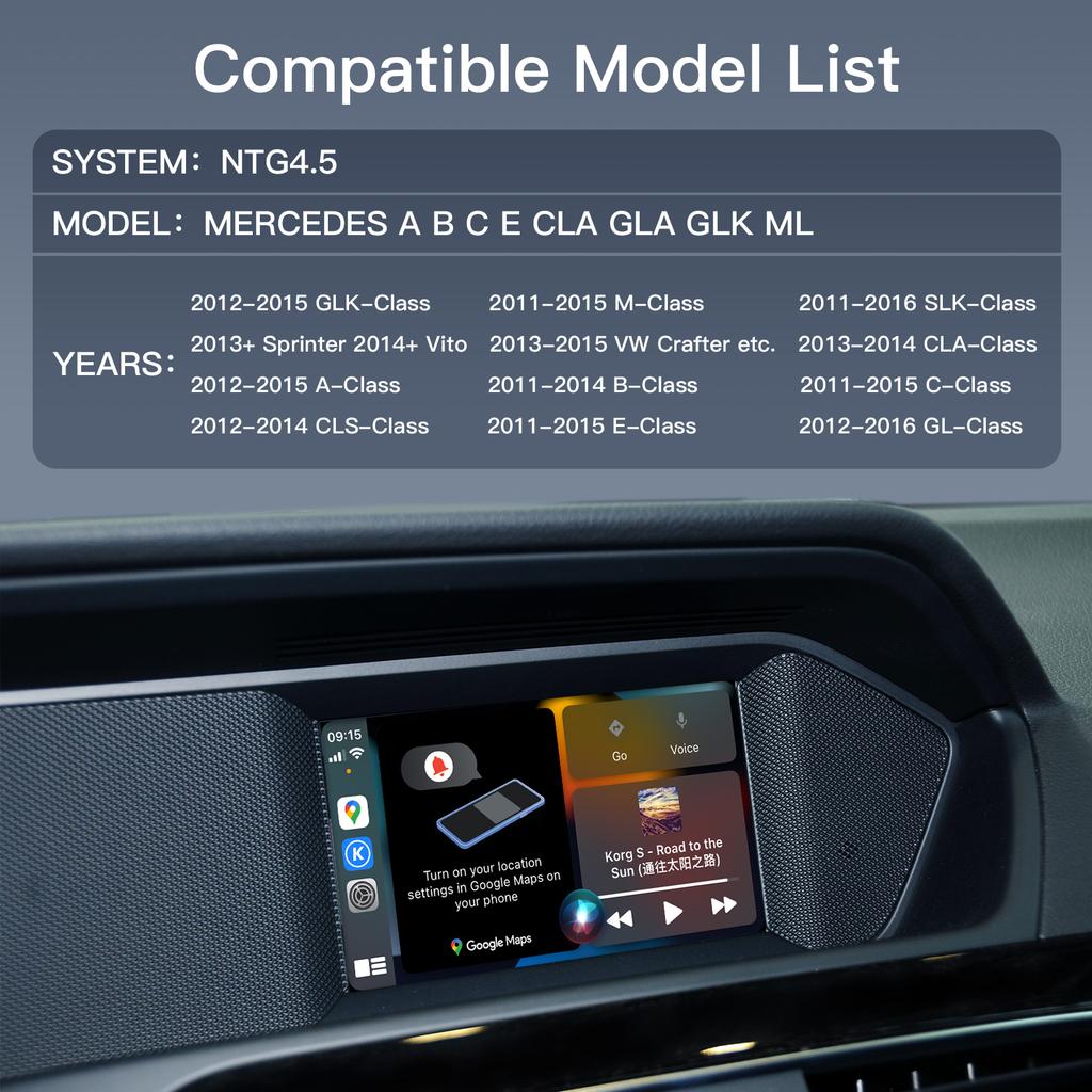 Беспроводной Carplay Android Auto Modular для Mercedes Benz ABCE GLA GLK ML SL W204 с системой NTG4.5 Becker Navigation Car Play