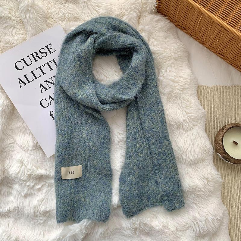 Шарф женский зимний высокого класса новый однотонный теплый шарф из имитации кашемира вязаный шарф шаль