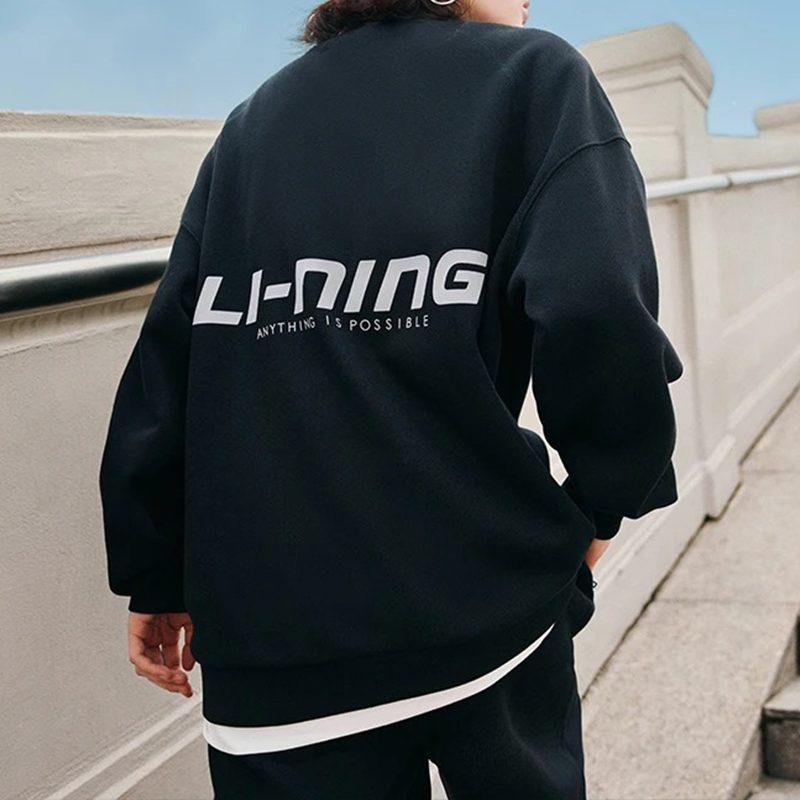 Свитшот из коллекции спортивной моды Li Ning, унисекс, черный, AWDTB41-6