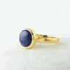 Lapis Lazuli Round Gemstone Ring, Handmade Ring, Statement Ring, Yellow Gold Ring, Bezel Ring, Women Ring, 925 Silver Ring