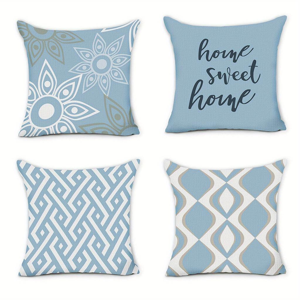 Домашний Декор Синий Геометрический и Цветочный Дом Милый Дом Подушки Узор Наволочка Подходит Для Дивана Спальни Автомобиля Наволочка