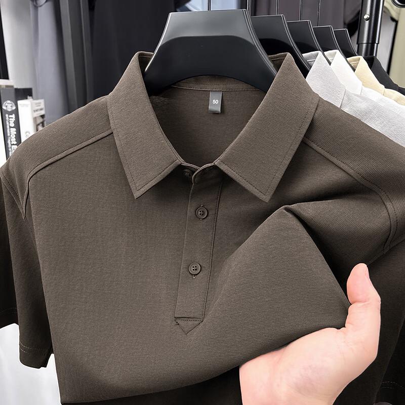 Мужская однотонная рубашка-поло с коротким рукавом в стиле business casual YTMTST7146