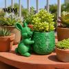 Compact Succulents Pot 3D Printed Bunny Hugging Planter, Cute Rabbit Flower with Embossed Desktop Floral Body, Mini Desk Decor for Office Bedroom,
