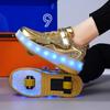 Kids 2-wheel Roller Skate Shoes Trend Girls' Shoes With LED Retractable Child Dual-Purpose Casual Sneakers With Wheels