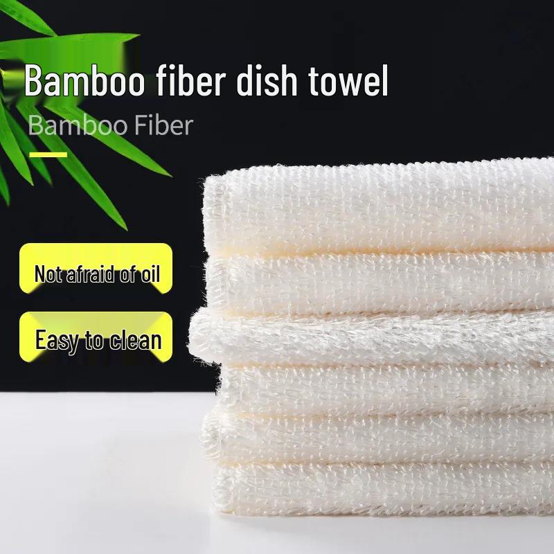 Bamboo Fiber Absorbent Dishcloth - Non-Stick, Thickened Kitchen Rag & Scouring Pad