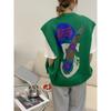 2023 Жилет больших размеров, пальто большого размера, осенние женские свитера с узором и принтом, модные вязаные свитера больших размеров, зеленый базовый повседневный стиль, свободный свитер