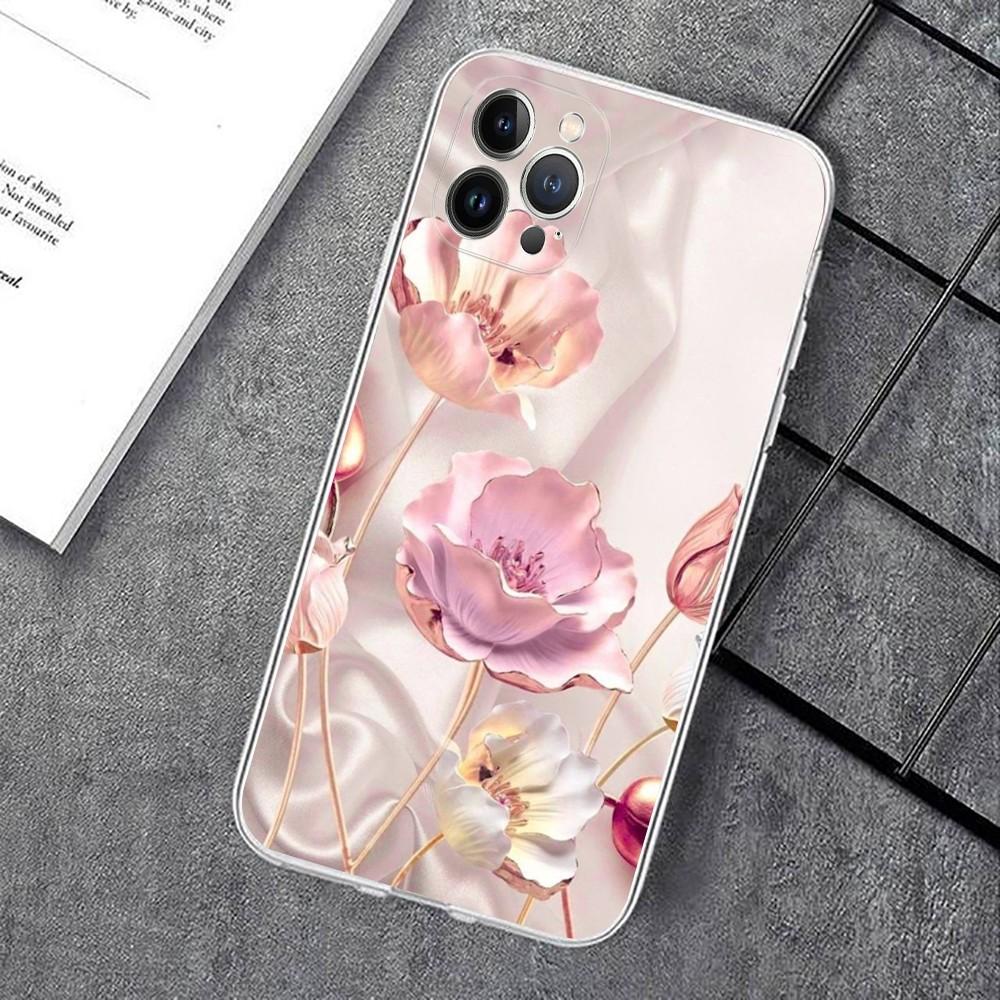 Элегантный Чехол для Телефона с Пионами Розово-Фиолетового Цвета Для IPhone 15 14 11 12 13 Mini Pro XS Max Чехол 6 7 8 Plus X XR SE 2020 Funda Shell