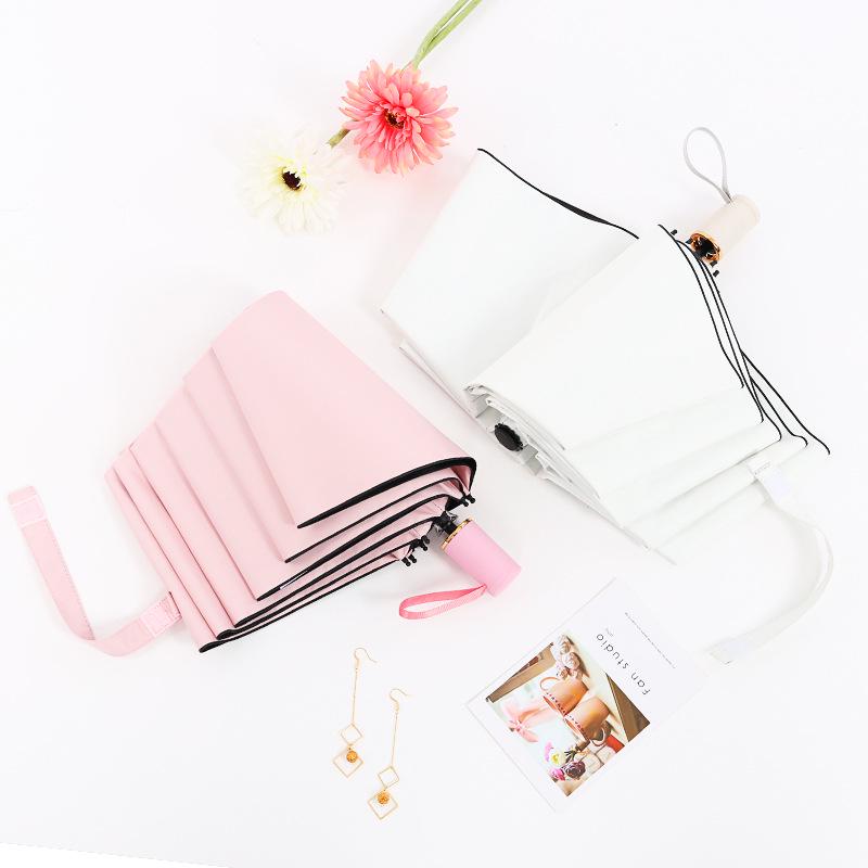 Three-fold eight-bone folding umbrella literary and creative vinyl sunscreen parasol windproof reinforced advertising umbrella sun umbrella