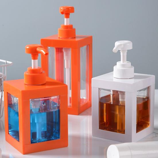 Pressed Lotion Bottles Square Shower Gel Dispensing Bottles Soapshower Gel Empty Storage Bottle for Bathroom