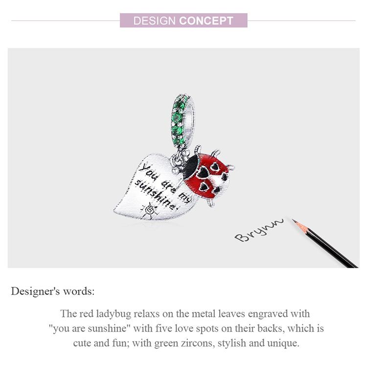 WOSTU Сияющий циркон, красная божья коровка и бирка в форме сердца, стерлинговое серебро 925 пробы, подвесные бусины, подходят к оригинальному браслету, подвеске, ювелирные украшения