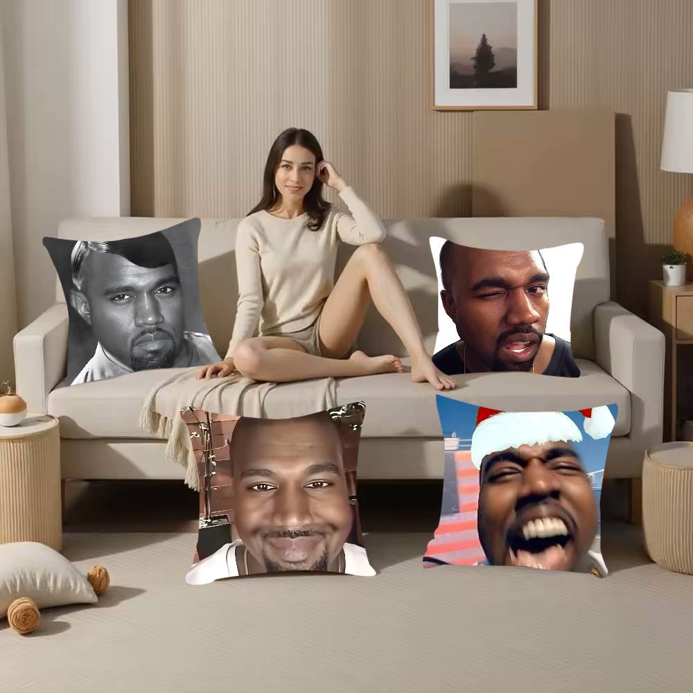 Смешная наволочка K-Kanyes W-Wests, пылезащитная наволочка, невидимая молния, шелковистая короткошерстная наволочка для подушки-подушки на диван