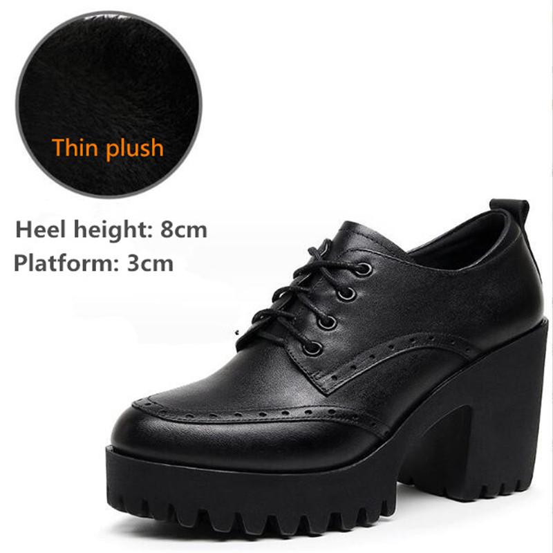 New Women Pumps Shoes Size 32-43 Deep Mouth Women Oxfords Fall Winter Plush Thick High Heel Shoes Platform Pumps Office