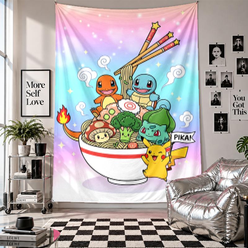 Wall TapestryPokémon Art Hanging Cloth Decorative Background Cover for Room Decoration