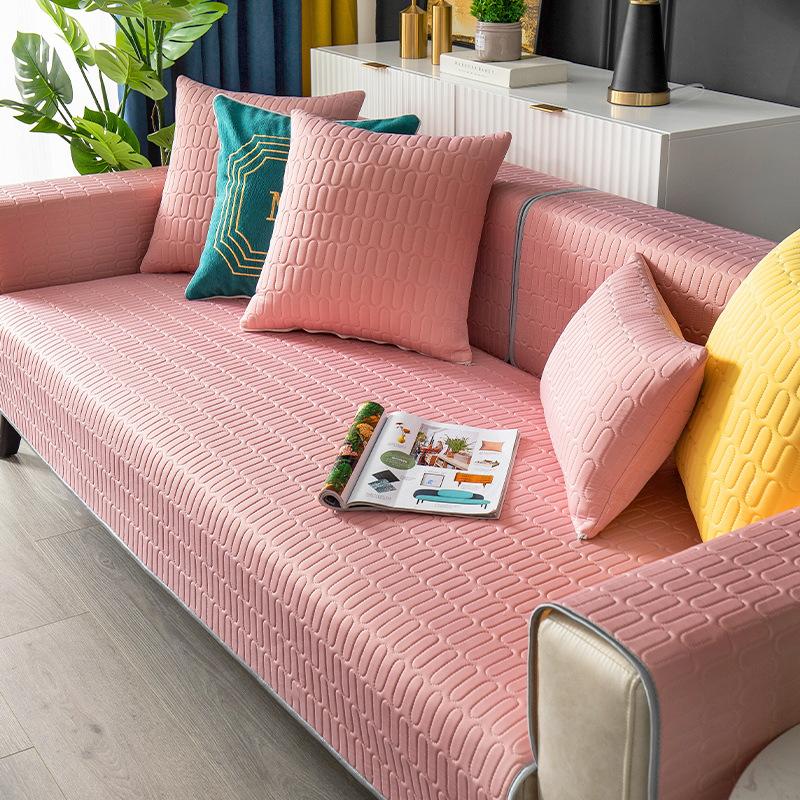 Однотонный нескользящий латексный чехол для дивана из ледяного шелка, подушка для сиденья, чехол для дивана для гостиной, подлокотник, полотенце, L-образный угловой чехол для дивана
